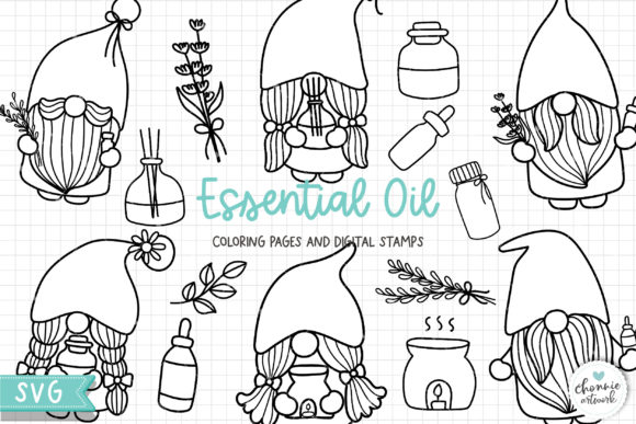 Essential Oil Gnome Coloring Pages