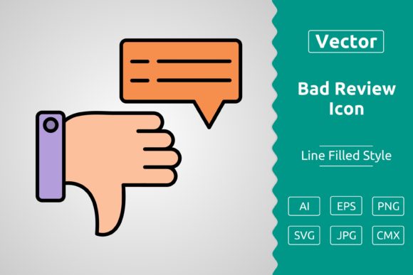 Vector Bad Review Filled Outline Icon for Graphics & Icons