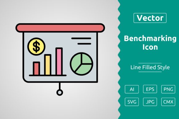 Vector Benchmarking Filled Outline Icon for Graphics & Icons