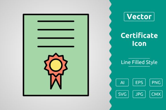 Vector Certificate Filled Outline Icon Graphics & Icons