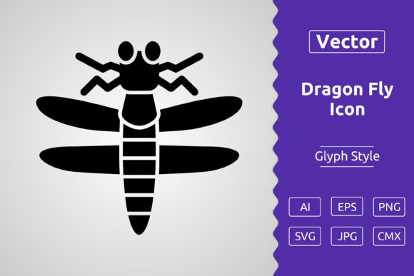 Vector Dragon Fly Glyph Icon: Graphics & Icons for Local Branding