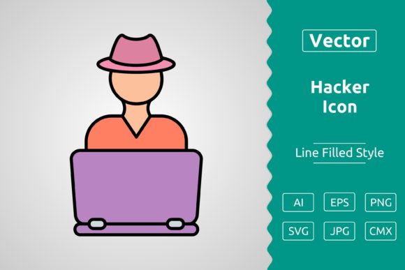 Vector Hacker Filled Outline Icon: Graphics & Icons for Crafters