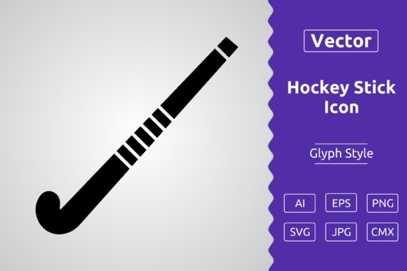 Vector Hockey Stick Glyph Icon: Graphics & Icons
