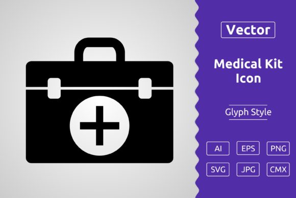 Vector Medical Kit Glyph Icon: Graphics & Icons for Trusted Branding