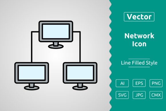 Vector Network Filled Outline Icon: Graphics & Icons for Expressive Branding