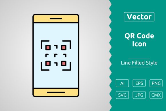 Vector QR Code Filled Outline Icon for Graphics & Icons