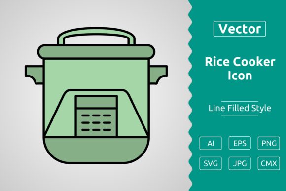 Vector Rice Cooker Filled Outline Icon: Graphics & Icons for Real Branding