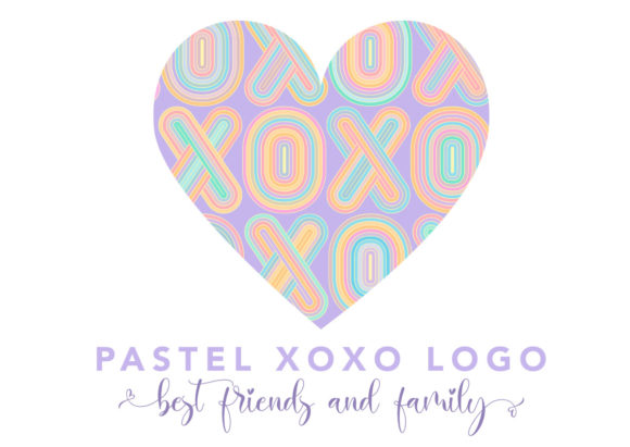 XOXO Logo Heart Pastel Colors PNG SVG Graphics